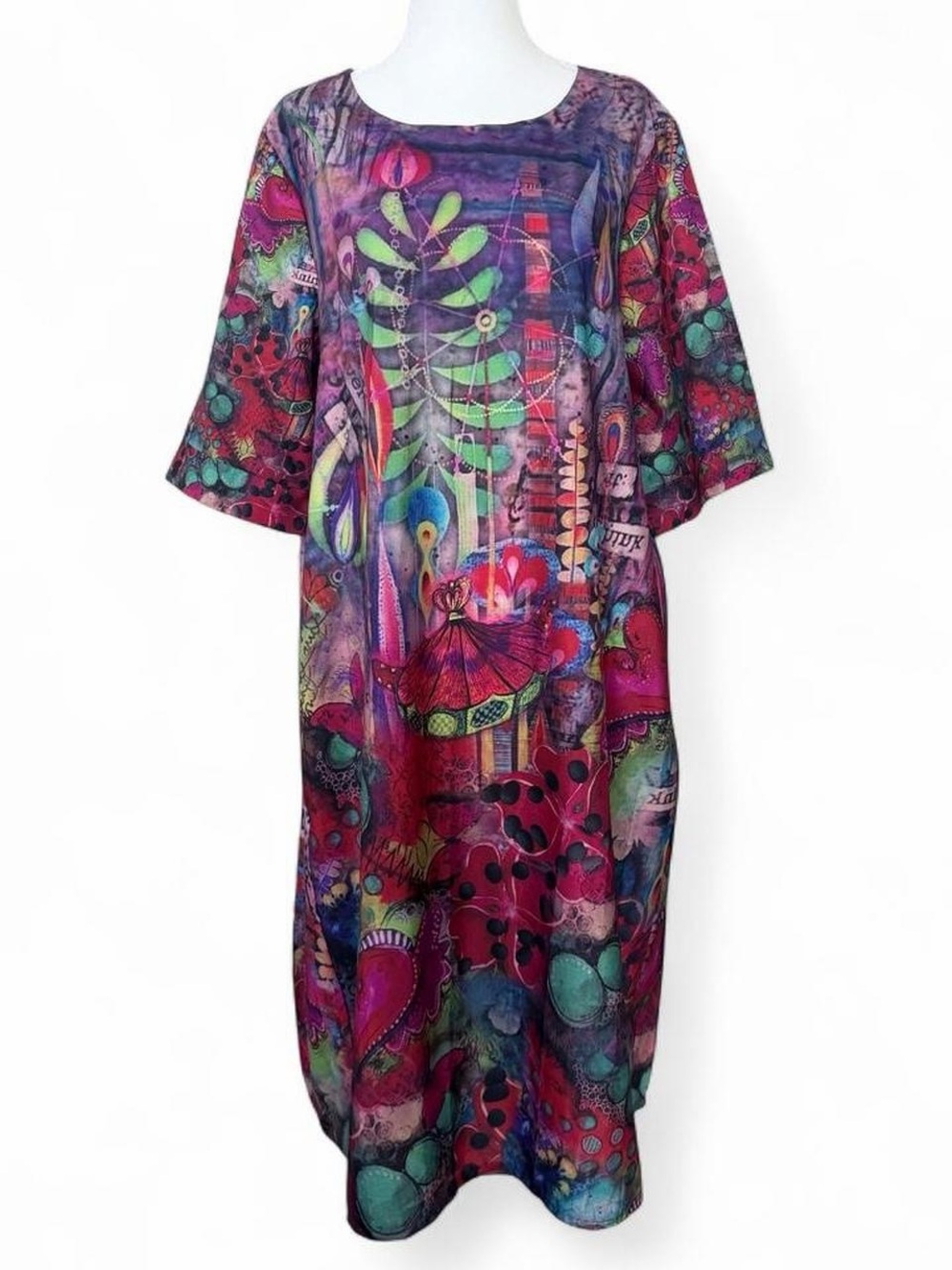 Women’s Vibrant Colorful Artistic Abstract Midi Dress